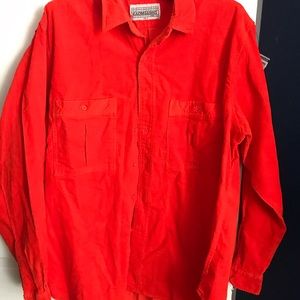 Brand New Vintage Bright Orange Expressions Corduroy Shirt Mens Large Halloween